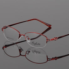 Load image into Gallery viewer, BCLEAR Vintage Women Eyeglass Metal Frame Glasses Half Rim Spectacles Clear Lens Optical Diamond oculos de grau feminino armacao