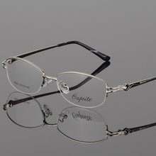 Load image into Gallery viewer, BCLEAR Vintage Women Eyeglass Metal Frame Glasses Half Rim Spectacles Clear Lens Optical Diamond oculos de grau feminino armacao