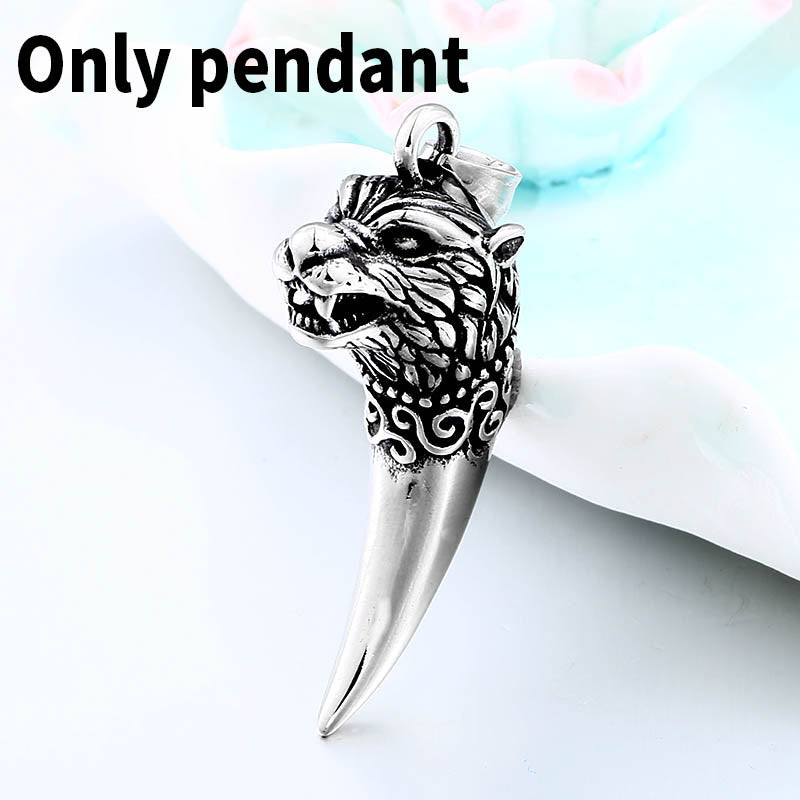 Antique Wolf Fang Tooth Pendant Necklace Vintage Wolf Tooth Dragon Fashion Choker Man Viking Jewelry Animal Gift BP8-380
