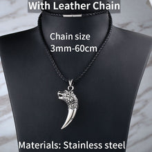 Load image into Gallery viewer, Antique Wolf Fang Tooth Pendant Necklace Vintage Wolf Tooth Dragon Fashion Choker Man Viking Jewelry Animal Gift BP8-380
