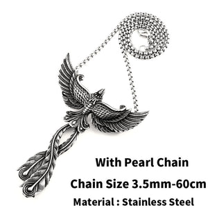Co 3D Phoenix Pendant Necklace Stainless steel Bird Charm Choker Animal Jewelry for man Good detail BP8-204