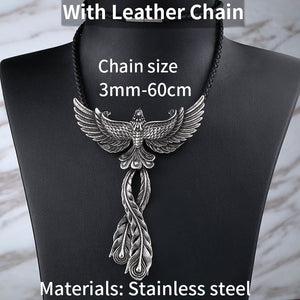 Co 3D Phoenix Pendant Necklace Stainless steel Bird Charm Choker Animal Jewelry for man Good detail BP8-204