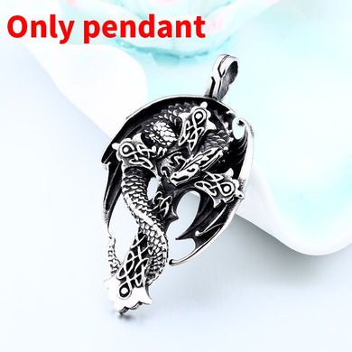 Fashion celt dragon Animal pendant religious cross Amulet necklace for man Gift guardian choker Viking Jewelry BP8-339