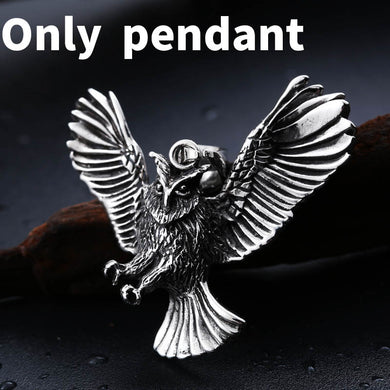 Unique Design Co Owl Animal Necklace Pendant For Man Stainless Steel Viking Personality Punk Jewelry Gift BP8-189
