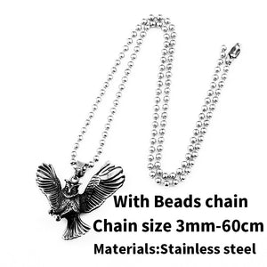 Unique Design Co Owl Animal Necklace Pendant For Man Stainless Steel Viking Personality Punk Jewelry Gift BP8-189