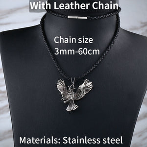 Unique Design Co Owl Animal Necklace Pendant For Man Stainless Steel Viking Personality Punk Jewelry Gift BP8-189