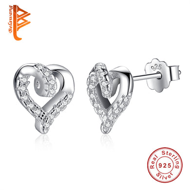 2018 New Fashion 925 Sterling Silver CZ Crystal Love Heart Stud Earrings for Women Lover Valentine's D Jewelry Gift
