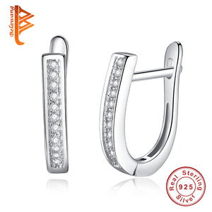 2018 New Fashion Best Friends 925 Sterling Silver Earrings U Shape Stud Earrings for Women White Cubic Zircon Earrings