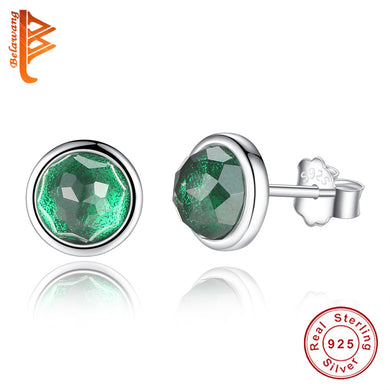 925 Sterling Silver M Birthstone Droplets Round Shape Stud Earrings For Women Fashion Jewelry Accessories Brincos