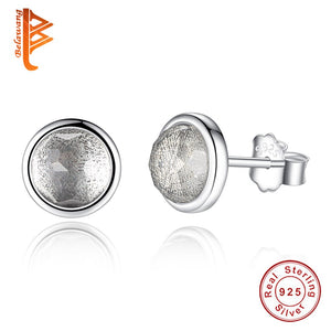 Authentic 925 Sterling Silver April Birthstone Droplets Stud Earrings For Women With Rock Crystal S925 Jewelry