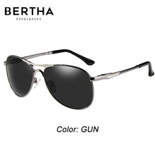Load image into Gallery viewer, BERTHA Men&#39;s Sunglasses Polarized Retro Vintage Pilot Classic Double Bridge Anti-UV Male Driving Fishing Eyewear Glasses SP8722