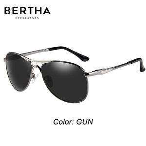 BERTHA Men's Sunglasses Polarized Retro Vintage Pilot Classic Double Bridge Anti-UV Male Driving Fishing Eyewear Glasses SP8722