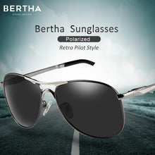 Load image into Gallery viewer, BERTHA Men&#39;s Sunglasses Polarized Retro Vintage Pilot Classic Double Bridge Anti-UV Male Driving Fishing Eyewear Glasses SP8722