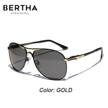 Load image into Gallery viewer, BERTHA Men&#39;s Sunglasses Polarized Retro Vintage Pilot Classic Double Bridge Anti-UV Male Driving Fishing Eyewear Glasses SP8722