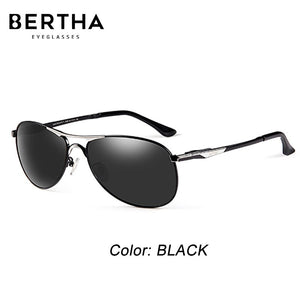 BERTHA Men's Sunglasses Polarized Retro Vintage Pilot Classic Double Bridge Anti-UV Male Driving Fishing Eyewear Glasses SP8722