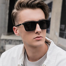 Load image into Gallery viewer, BETSION Polarized Men&#39;s Sunglasses Dark Lens Flat Top Large Black Biker Gangster Decorative glasses