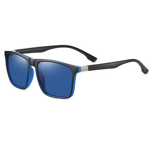 BETSION Polarized Men's Sunglasses Dark Lens Flat Top Large Black Biker Gangster Decorative glasses