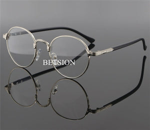 BETSION Vintage Oval Gold Eyeglass Frame Man Women Plain Glasses Clear Full-Rim Spectacles
