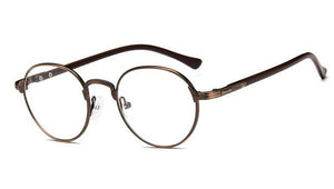 BETSION Vintage Oval Gold Eyeglass Frame Man Women Plain Glasses Clear Full-Rim Spectacles