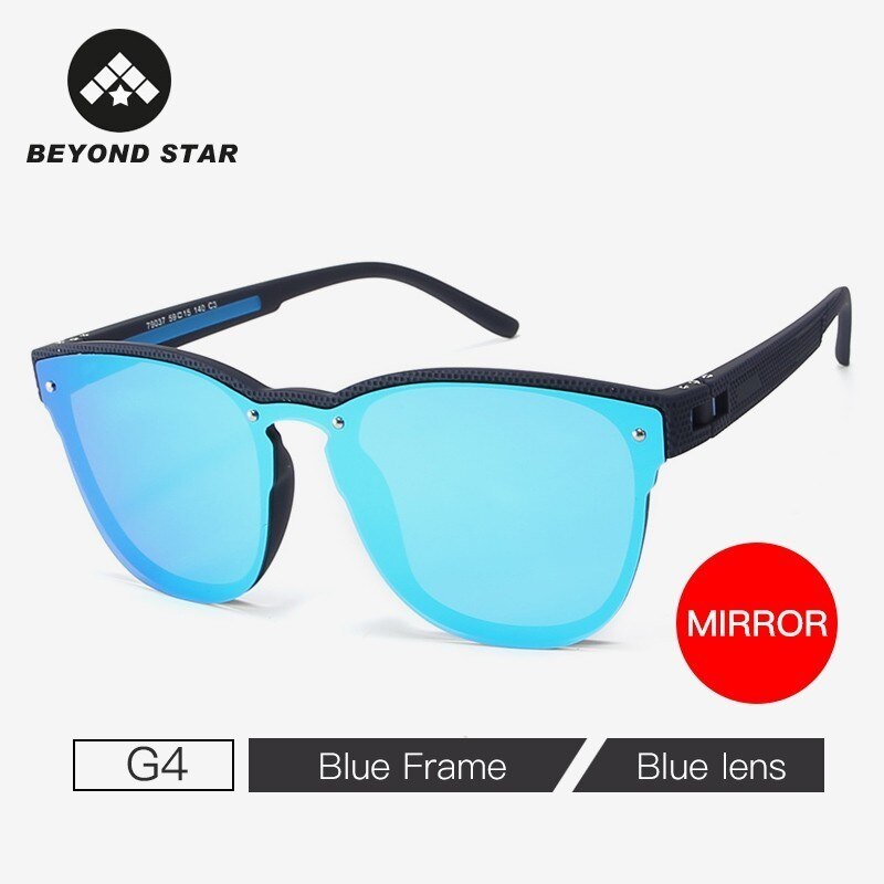 BEYONDSTAR One-piece Blue Mirror Lens Sunglass Men Polarized Cateye Sunglasses Women  Glasses UV400 Glases TR79037