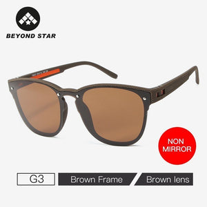 BEYONDSTAR One-piece Blue Mirror Lens Sunglass Men Polarized Cateye Sunglasses Women  Glasses UV400 Glases TR79037