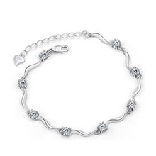 Carica l'immagine nel visualizzatore di Gallery, Fashion 925 Sterling Silver hearts Purple Round Diamond Bracelet Women's Adjustable Length Weddings Jewelry Bracelets