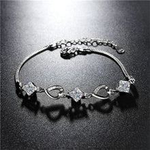 Carica l'immagine nel visualizzatore di Gallery, S925 Sterling Silver Bracelet Heart-Shaped Purple Diamond Women's Wedding Crystal Silver Jewelry Bracelets
