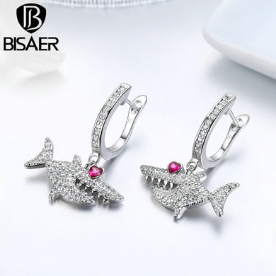 BISAER Silver Color Stud Earrings WEYE116