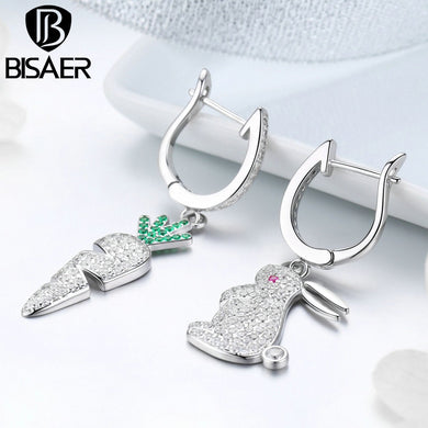 BISAER Silver Color Stud Earrings WEYE119