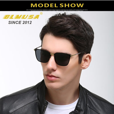 BLMUSA  2023 Polarized Sunglasses Men Metal Driver Night Vision Glasses Design UV400 Square Business Sun Glasses Cool Men