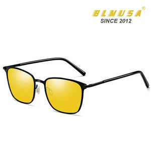 BLMUSA  2023 Polarized Sunglasses Men Metal Driver Night Vision Glasses Design UV400 Square Business Sun Glasses Cool Men