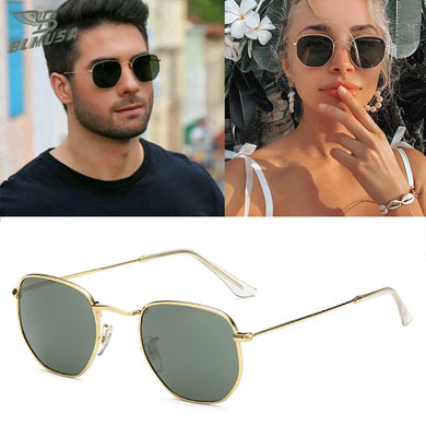 BLMUSE Occhiali da sole in metallo Donna Designer di marca Occhiali vintage classici Montatura da pilota Specchio Occhiali da sole da uomo Oculos De Sol Unisex 
