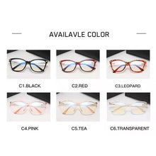 Load image into Gallery viewer, BLue Light Block Eyeglasses Women Stylish Cat Eye Optical Eyewear Full Rim Plastic Front Frame Rim and Alloy Temple Arms