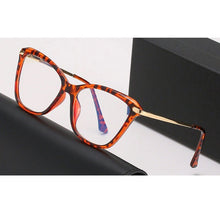 Load image into Gallery viewer, BLue Light Block Eyeglasses Women Stylish Cat Eye Optical Eyewear Full Rim Plastic Front Frame Rim and Alloy Temple Arms