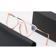 Load image into Gallery viewer, BLue Light Block Eyeglasses Women Stylish Cat Eye Optical Eyewear Full Rim Plastic Front Frame Rim and Alloy Temple Arms