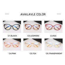 Load image into Gallery viewer, BLue Light Blocking Eyeglasses Woman Cat-Eye Optical Eyewear Full Rim Plastic Front Frame Rim and Alloy Temple Arms