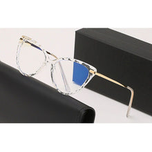 Load image into Gallery viewer, BLue Light Blocking Eyeglasses Woman Cat-Eye Optical Eyewear Full Rim Plastic Front Frame Rim and Alloy Temple Arms