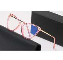 Load image into Gallery viewer, BLue Light Blocking Eyeglasses Woman Cat-Eye Optical Eyewear Full Rim Plastic Front Frame Rim and Alloy Temple Arms
