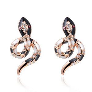 2018 Black&Gold Snake Stud Earrings for Women Female Animal Wedding Earrings Jewelry Bijoux brincos Drop Shipping Z4