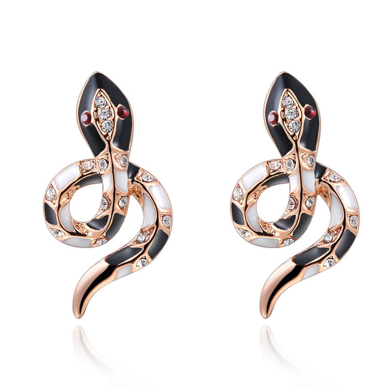 2018 Black&Gold Snake Stud Earrings for Women Female Animal Wedding Earrings Jewelry Bijoux brincos Drop Shipping Z4
