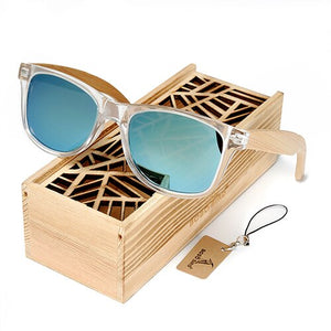 BOBO BIRD Coated Sunglasses for Men and Women Polarized Bamboo Holder Sun Glasses With Wood Gifts Box Cool Beach Oculos