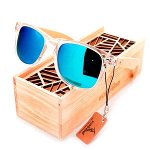 BOBO BIRD Coated Sunglasses for Men and Women Polarized Bamboo Holder Sun Glasses With Wood Gifts Box Cool Beach Oculos