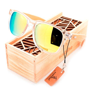 BOBO BIRD Coated Sunglasses for Men and Women Polarized Bamboo Holder Sun Glasses With Wood Gifts Box Cool Beach Oculos