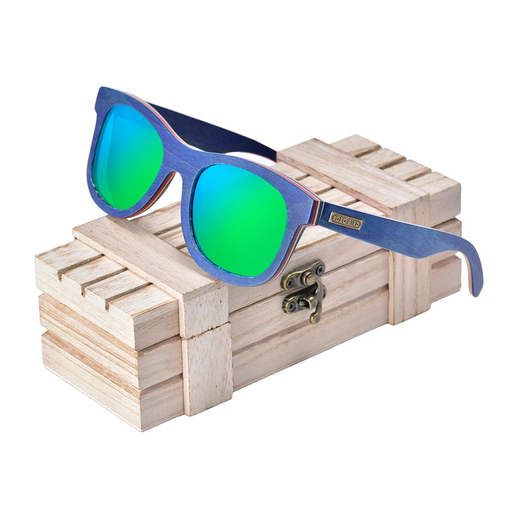 BOBO BIRD Customized Sunglasses Mens Polarized Mirrored Coating  Sun Glasses gafas de sol hombre Sun Glasses Man UV400 Eyewear