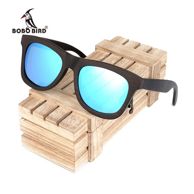 BOBO BIRD Men Ebony Wooden Sunglasses Women Brand Design Retro Glasses Blue Polarized Lens Shades Eyewear Gift Wood Box