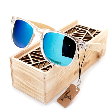 BOBO BIRD Men Transparent  Color Wood Sunglasses Women's Bamboo Polarized Sun glasses With Wood Box eyewear custom logo