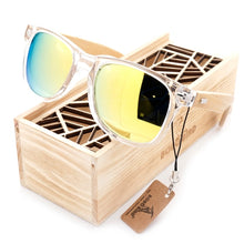 Load image into Gallery viewer, BOBO BIRD Men Transparent  Color Wood Sunglasses Women&#39;s Bamboo Polarized Sun glasses With Wood Box eyewear custom logo