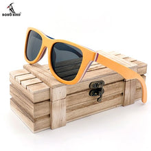 Load image into Gallery viewer, BOBO BIRD Men Wood Sunglasses Women Retro Vintage Polarized Wooden Glasses Oculos De Sol Big Square With Wood Gift box