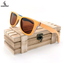 Load image into Gallery viewer, BOBO BIRD Men Wood Sunglasses Women Retro Vintage Polarized Wooden Glasses Oculos De Sol Big Square With Wood Gift box