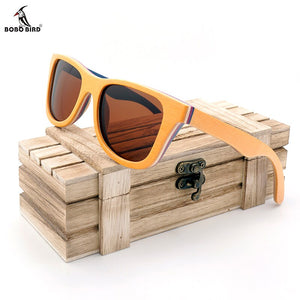 BOBO BIRD Men Wood Sunglasses Women Retro Vintage Polarized Wooden Glasses Oculos De Sol Big Square With Wood Gift box